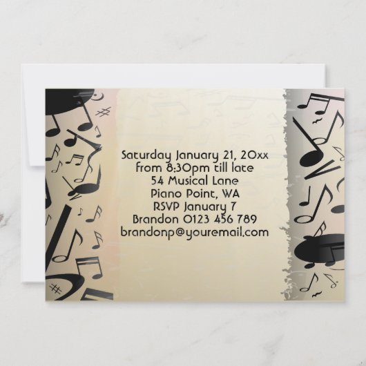 Brons en Zwarte Muzieknoten Kaart (Achterkant)