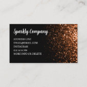 Brons faux sparkle zwart elegante QR-code Visitekaartje (Voorkant)