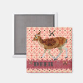 Brons Fawn & Vlinders Damast Magnet (Voorkant / Achterkant)