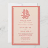 Brons Floral Double Happiness Chinese bruiloft Kaart (Voorkant)