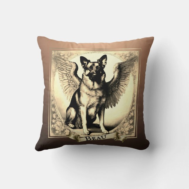  brons gepersonaliseerde Duitse herdersengel Kussen (Achterkant)