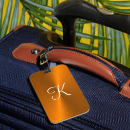 Brons glanzend faux metal monogram bagagelabel