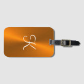 Brons glanzend faux metal monogram bagagelabel (Voorkant (horizontaal))