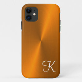 Brons glanzend faux metal monogram Case-Mate iPhone case