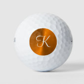 Brons glanzend faux metal monogram golfballen (Voorkant)