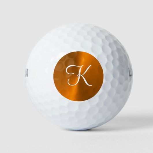 Brons glanzend faux metal monogram golfballen (Voorkant)