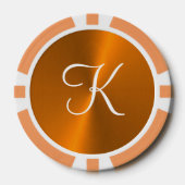 Brons glanzend faux metal monogram poker chips (Voorkant)
