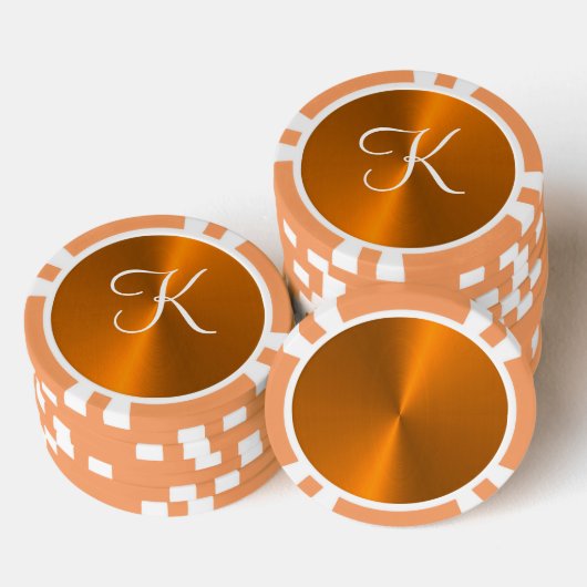 Brons glanzend faux metal monogram poker chips (Opstapeling)