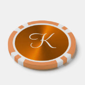 Brons glanzend faux metal monogram poker chips (Enkel)