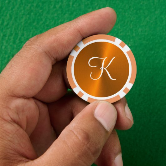 Brons glanzend faux metal monogram poker chips (Hand)