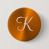Brons glanzend faux metal monogram ronde button 5,7 cm (Voorkant)