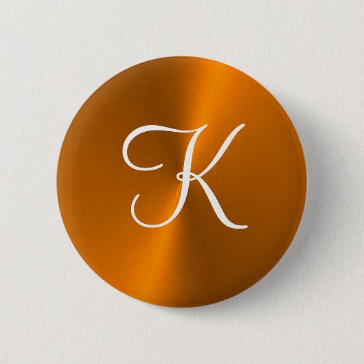 Brons glanzend faux metal monogram ronde button 5,7 cm (Voorkant)