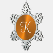 Brons glanzend faux metal monogram tin sneeuwvlok ornament (Rechts)