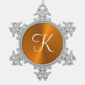 Brons glanzend faux metal monogram tin sneeuwvlok ornament (Voorkant)