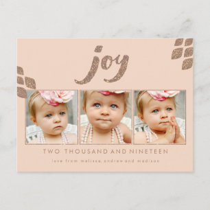 Brons Glitter Peach Joy Xmas Foto Lijst Briefkaart