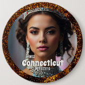 Brons Glitz Pageant Button Pin Custom Foto (Voorkant)