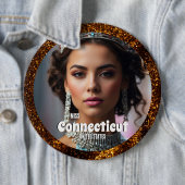 Brons Glitz Pageant Button Pin Custom Foto (In situ)