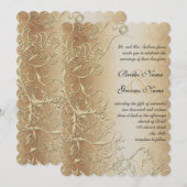 Brons Gold en Black Love Bird Swirls Weddenschap Kaart (Voorkant / Achterkant)