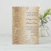 Brons Gold en Black Love Bird Swirls Weddenschap Kaart (Staand voorkant)