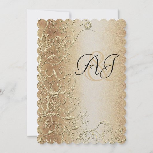 Brons Gold en Black Love Bird Swirls Weddenschap Kaart (Achterkant)