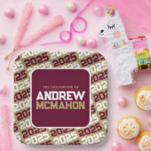 Brons Gold en Bourgondië gepersonaliseerd Afstuder Papieren Bordje (Feest)