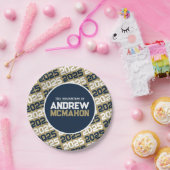 Brons Gold en Navy Blue Gepersonaliseerd Afstudere Papieren Bordje (Feest)