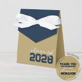 Brons Gold & Navy Blue Afstuderen Favor Boxes Bedankdoosjes