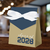 Brons Gold & Navy Blue Afstuderen Favor Boxes Bedankdoosjes