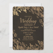 Brons Goud Bladeren Bruin Chique Rustieke Bruiloft Kaart (Voorkant)