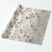 Brons Goud Grijs Cottage Kolibrie Bloemen Cadeaupapier (Uitgerold)