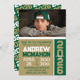Brons Goud & Groen Afstuderen Fotouitnodiging Kaart