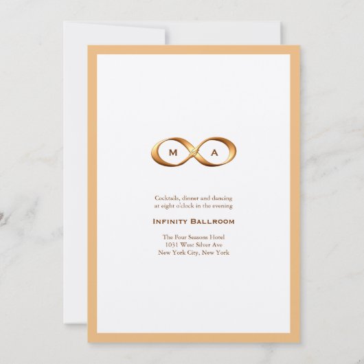 Brons Goud Infinity Hand gesp bruiloft uitnodiging (Achterkant)
