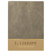 Brons Goud Leer Bruin Aangepaste Naam Elegant Klembord (Achterkant)