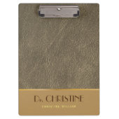 Brons Goud Leer Bruin Aangepaste Naam Elegant Klembord (Voorkant)