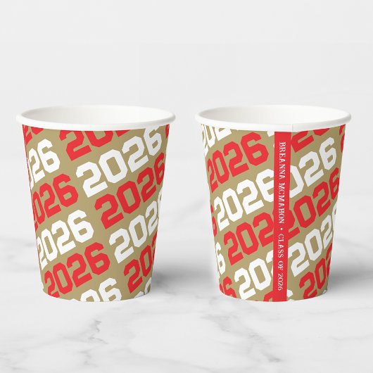 Brons Goud & Rood Klasse Jaar Afstuderen Papieren Bekers