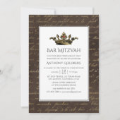 Brons Goud Vintage Heraldische Bar Mitzvah Kaart (Voorkant)