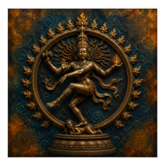 Brons-gouden kunstwerk van Heer Nataraja Perfect Poster