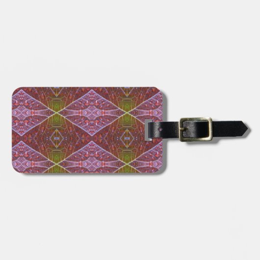 Brons & Groene Blad Ikat 20 Bagagelabel (Voorkant horizontaal)