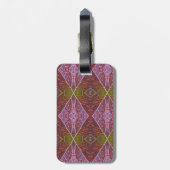 Brons & Groene Blad Ikat 20 Bagagelabel (Achterkant verticaal)