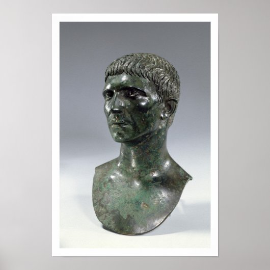 Brons hoofd van een man, Roman, begin 1 cent Poster (Voorkant)