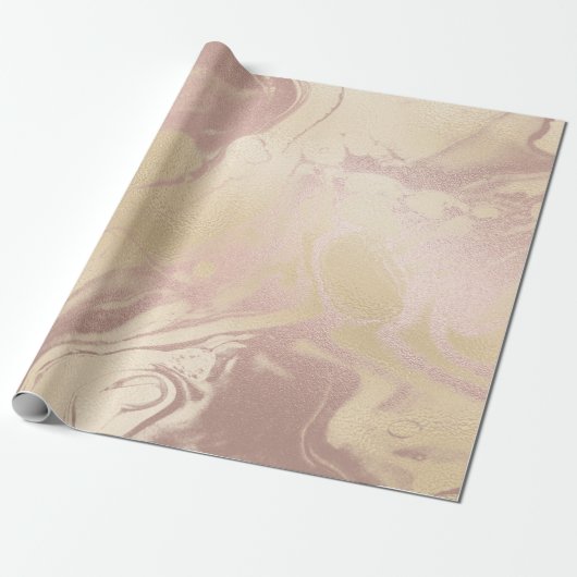 Brons Ivoor Skinny Abstract Gesmolten Marmeren Gla Cadeaupapier (Uitgerold)