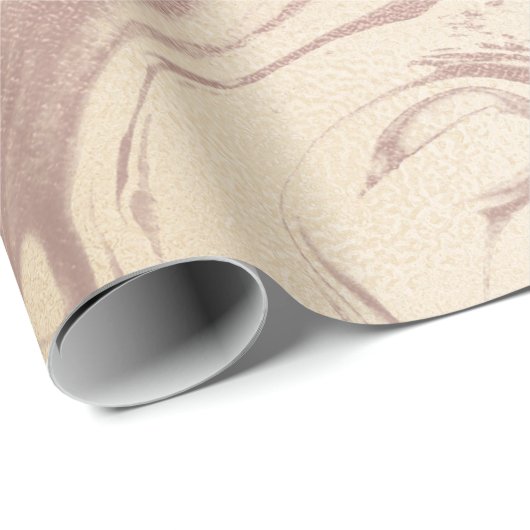 Brons Ivoor Skinny Abstract Gesmolten Marmeren Gla Cadeaupapier (Rol Hoek)