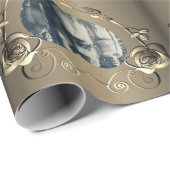 Brons Kleur Roos Hart Lijst Uw Foto Wrapping Cadeaupapier (Rol Hoek)