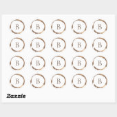 Brons Koper Goud Folie Glitters Glans Monogram Ronde Sticker (Vel)