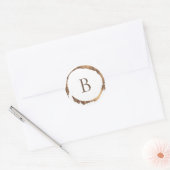 Brons Koper Goud Folie Glitters Glans Monogram Ronde Sticker (Envelop)