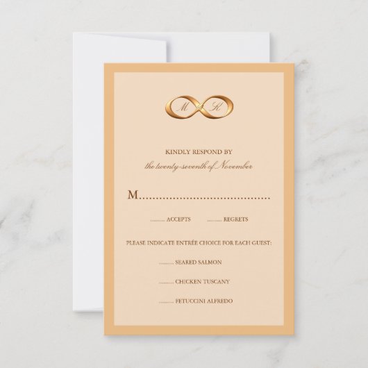 Brons koper Infinity Hand gesp bruiloft RSVP Kaartje (Voorkant)