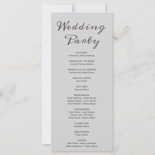 Brons Maan Phases Lichtgrijs Trouwprogramma (Achterkant)