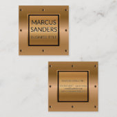 Brons Metaal en Klinknagels | Industrieel Vierkante Visitekaartje (Voorkant / Achterkant)