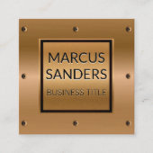 Brons Metaal en Klinknagels | Industrieel Vierkante Visitekaartje (Voorkant)