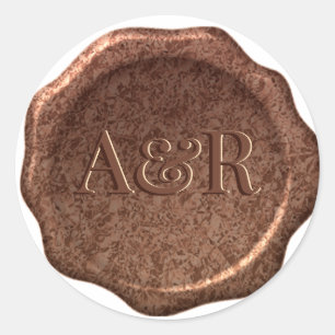 Brons metallic Wax seal Sticker monogram,